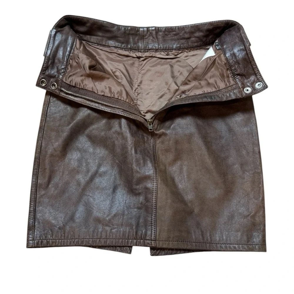 Tannery West Vintage Chocolate Brown Leather Skirt Women’s Size 6 EUC